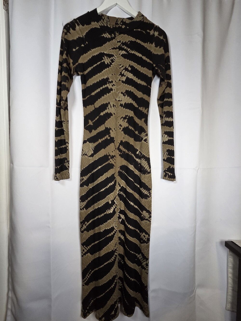 NEW Young Fabulous Broke Yfb Black Green Tie Dye  Bodycon Maxi Dress Size M